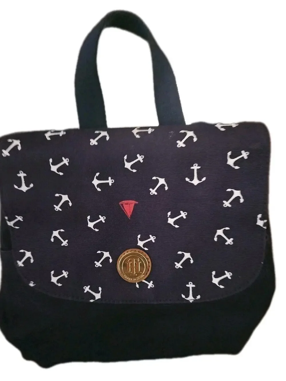 Tommy Hilfiger Backpack Navy Blue With Anchors And Boat TH LOGO